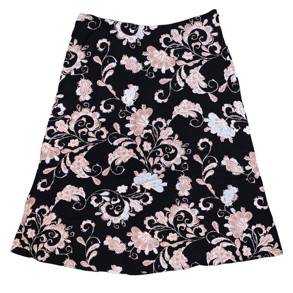 Y2K Black & Tan & Pastel Blue Floral Paisley Maxi Skirt